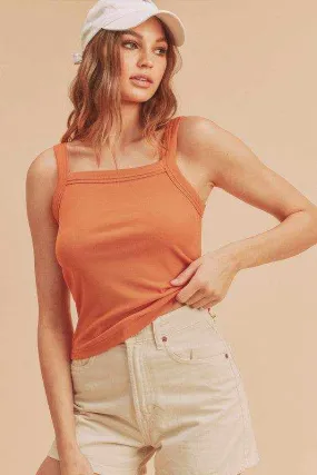 Aemi   Co Square Neck Wide Strap Tank