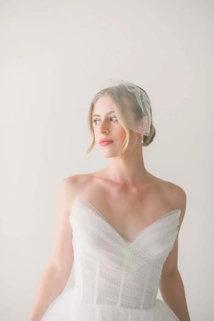 Birdcage veil - Dew drop mini tulle birdcage veil - Ready to ship