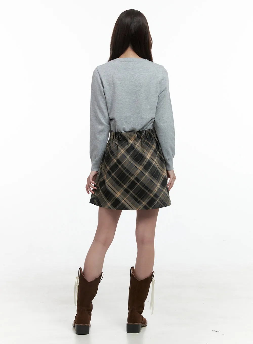Bold Check Print Mini Skirt OS416