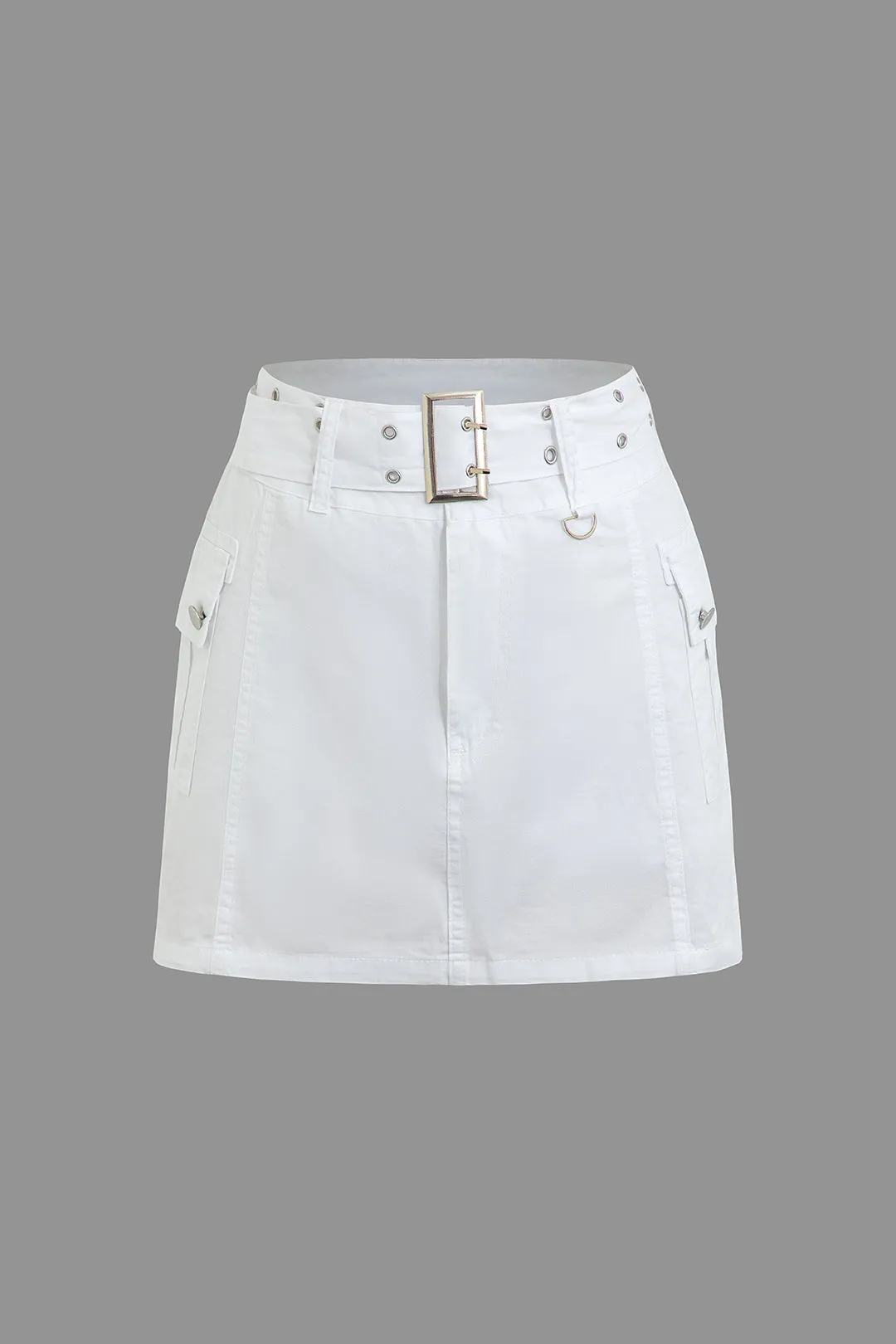 Buckle Flap Mini Skirt