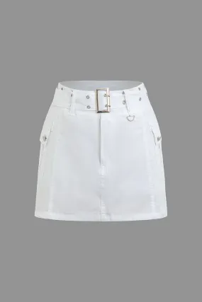 Buckle Flap Mini Skirt