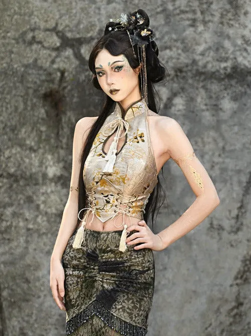Buckle Top China Short Drop Collar Tassel