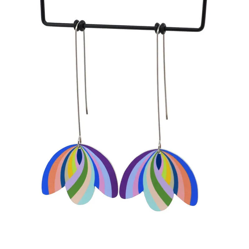 Claire Ishino - Art Deco Drapes - long drop hook earrings