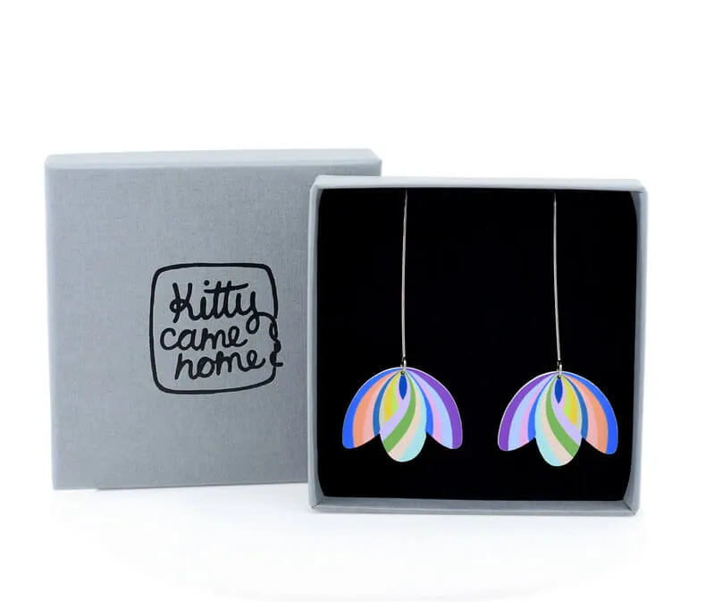 Claire Ishino - Art Deco Drapes - long drop hook earrings