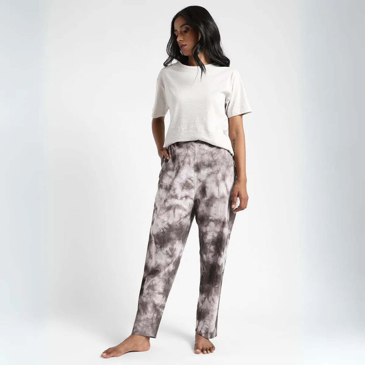 Cotton Tie & Dye Slim Fit Pants | Women's Stylish Summer Clothing | Black