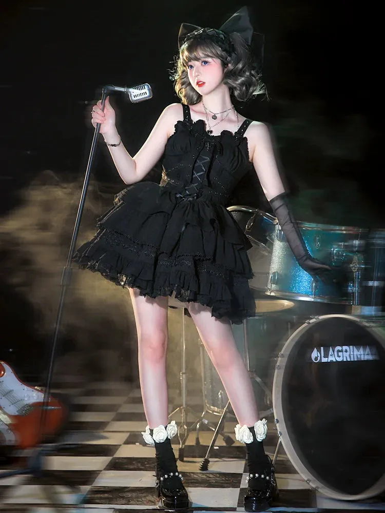 Dress Short Cross Contract Sweetheart Gothic