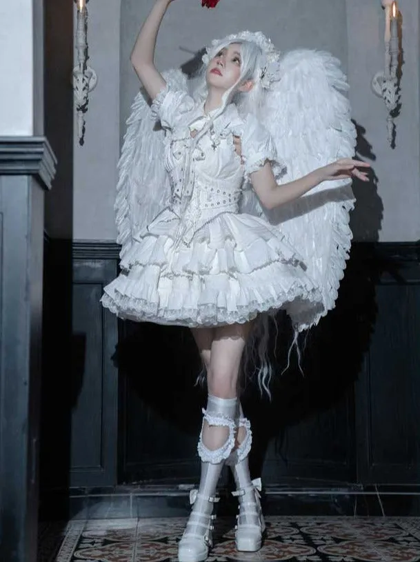 Dress Short Cross Contract Sweetheart Gothic