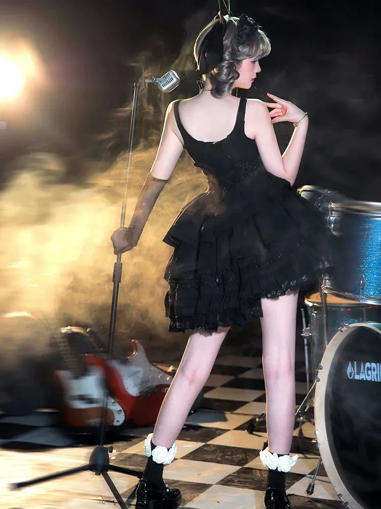 Dress Short Cross Contract Sweetheart Gothic