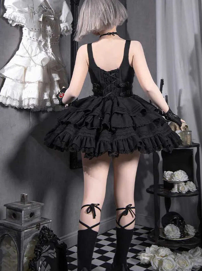 Dress Short Cross Contract Sweetheart Gothic