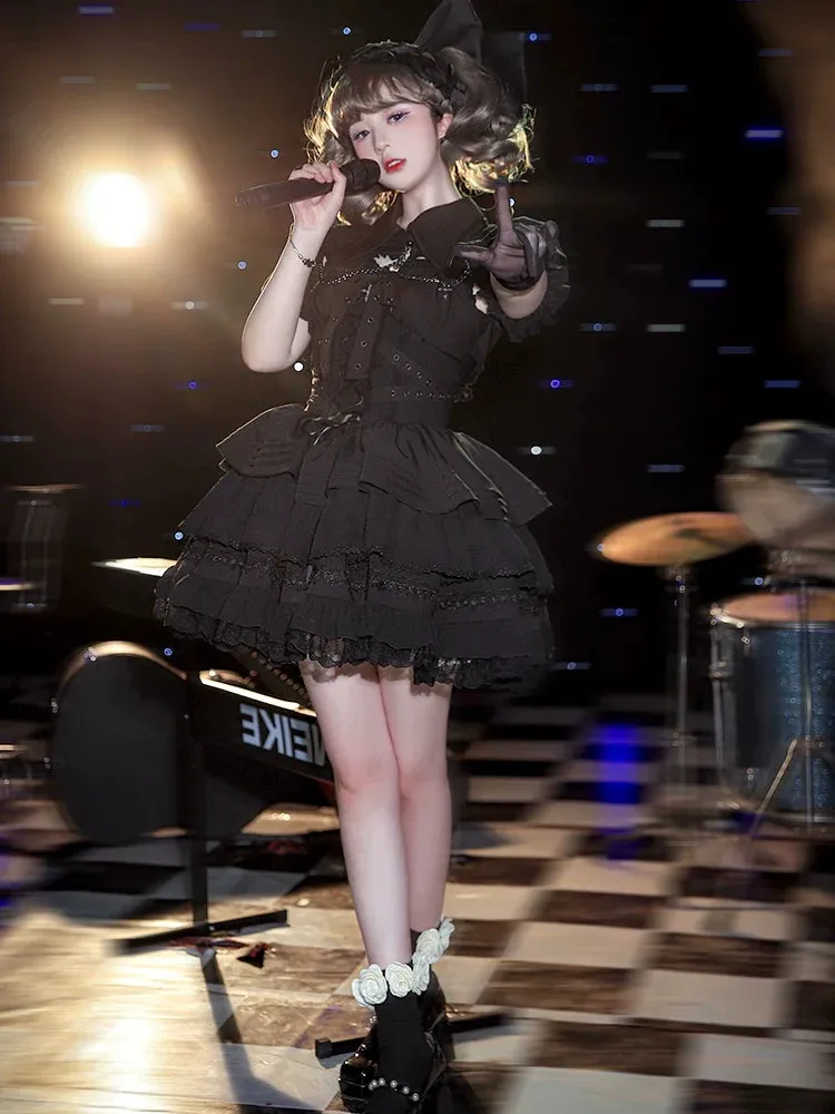 Dress Short Cross Contract Sweetheart Gothic