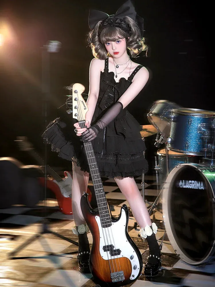 Dress Short Cross Contract Sweetheart Gothic