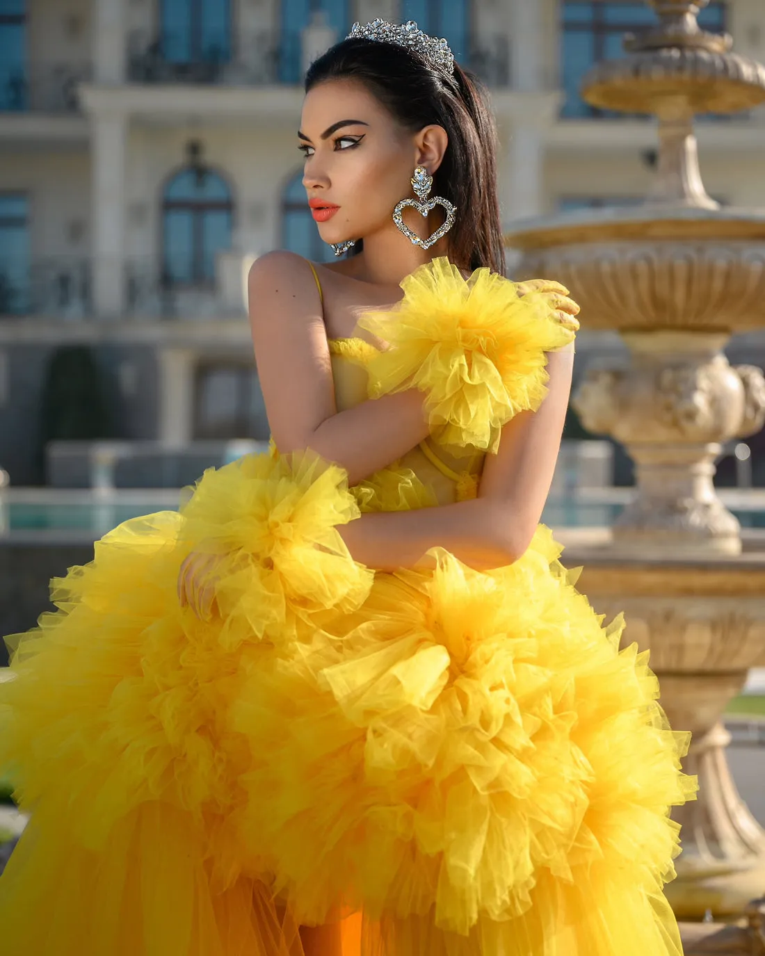 Flounced Evening Dress