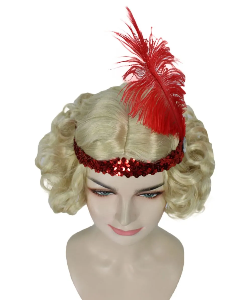 Hollywood Feather Flapper Womens Wig | Blond Character Cosplay Halloween Wig | Premium Breathable Capless Cap