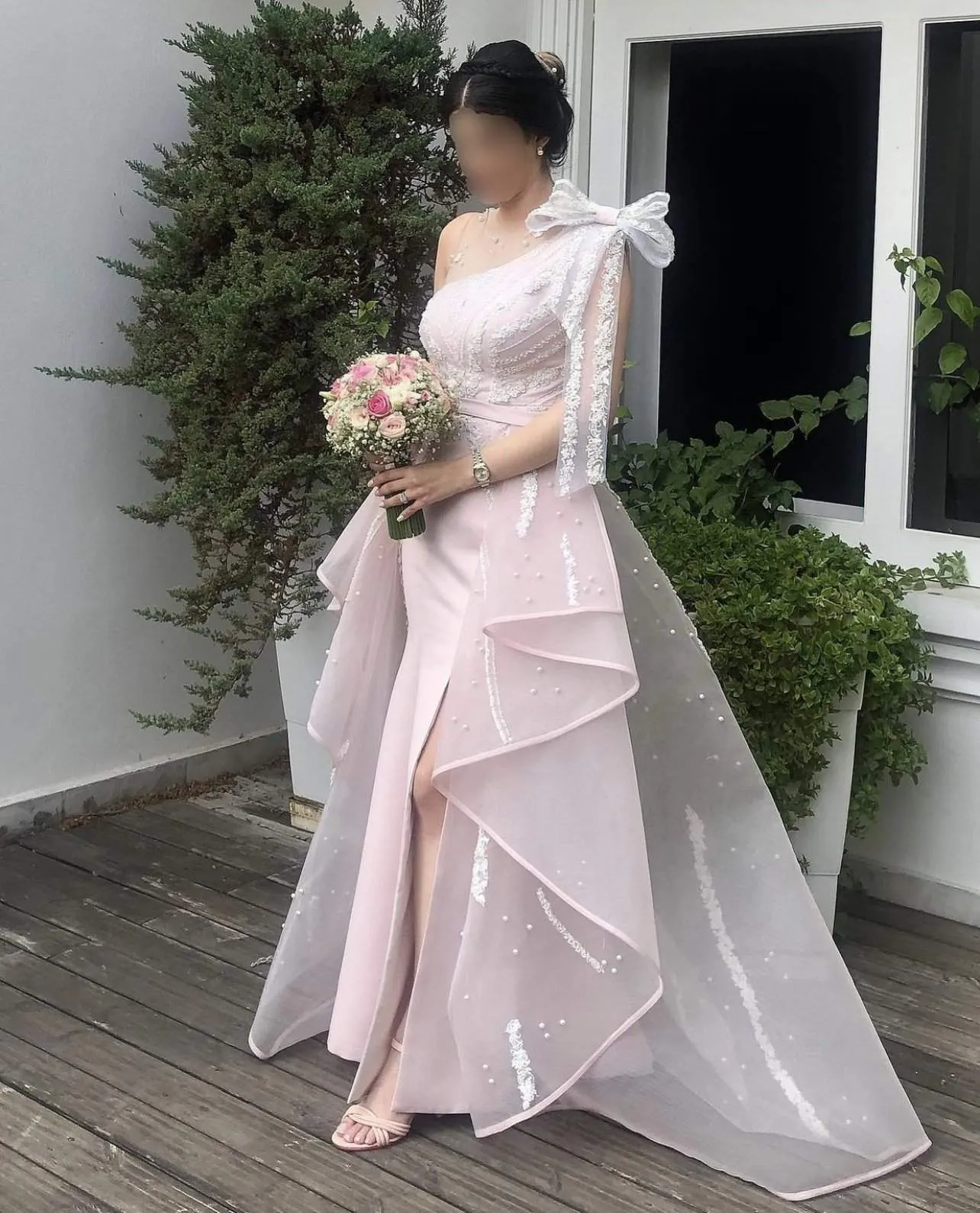 Light Pink Evening Dress Bow