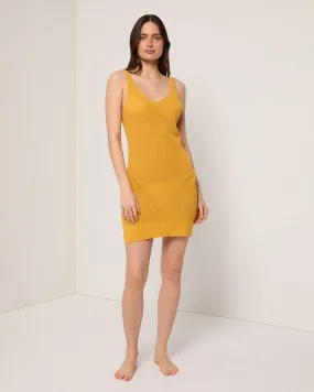Linen Knit V-neck Mini Dress