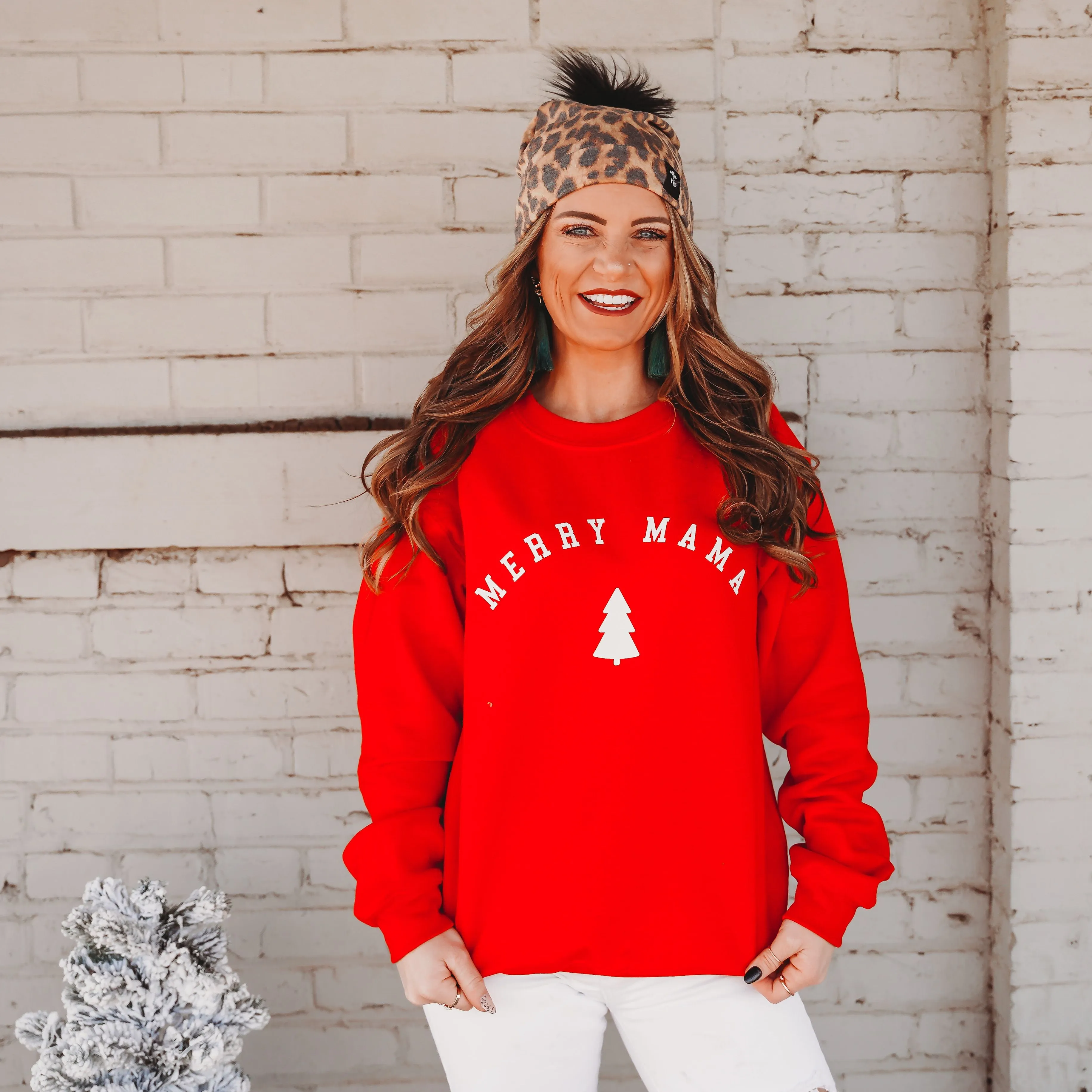 Merry Mama | Red Adult Crewneck Sweatshirt