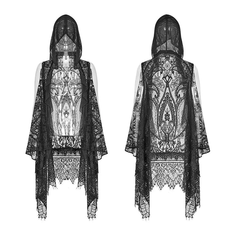 OY-973 Gothic Daily Lightweight Translucent Lace Long Vest