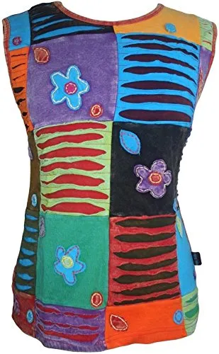 R 120 Vibrant Patched Razor Cut Embroidered Cap Sleeve Blouse