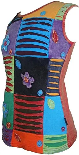 R 120 Vibrant Patched Razor Cut Embroidered Cap Sleeve Blouse