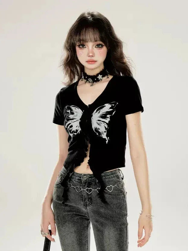 Short Black Top Butterfly Slim