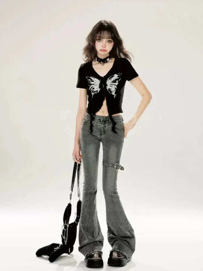 Short Black Top Butterfly Slim