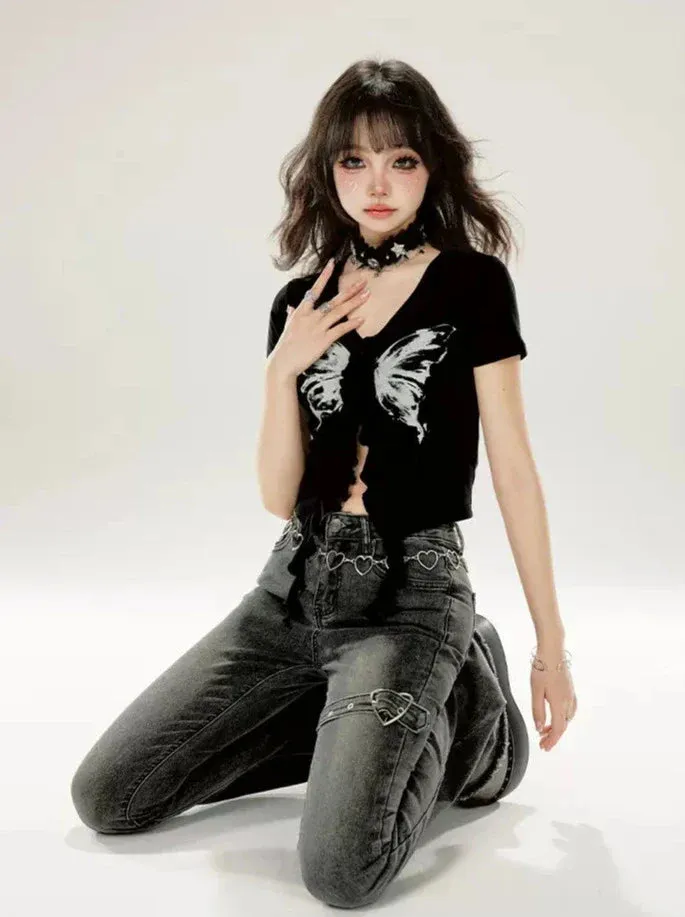 Short Black Top Butterfly Slim