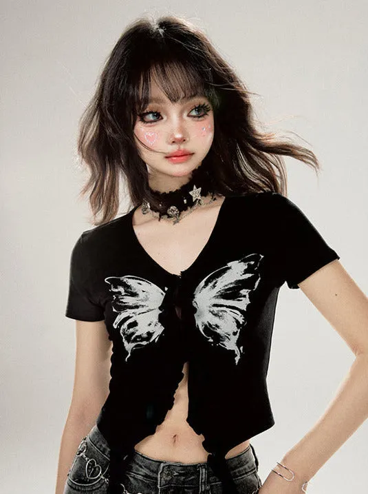 Short Black Top Butterfly Slim