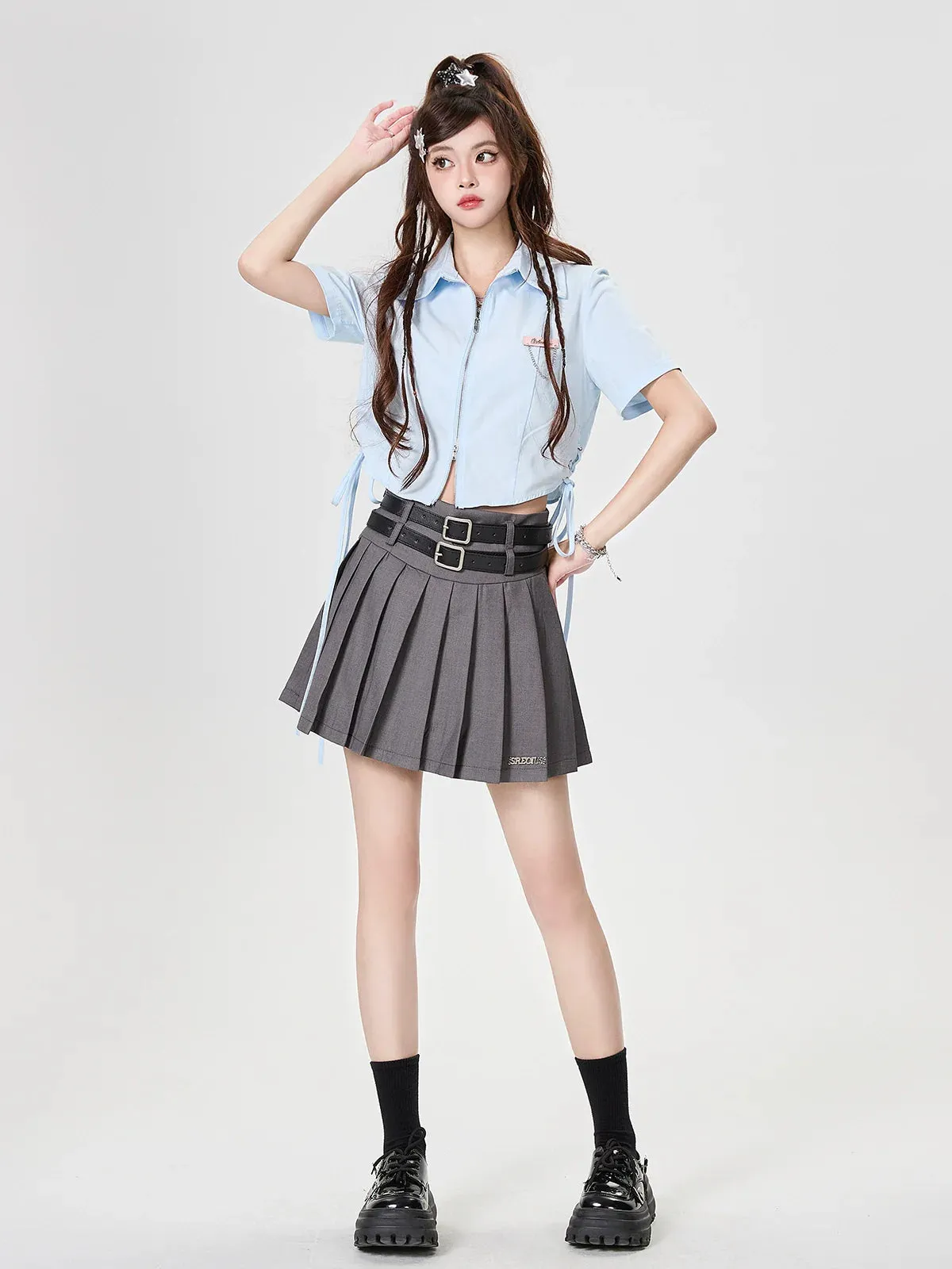 Short with Shirt Double-zip Strap