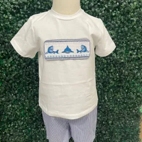 Smocked Shark Short Set
