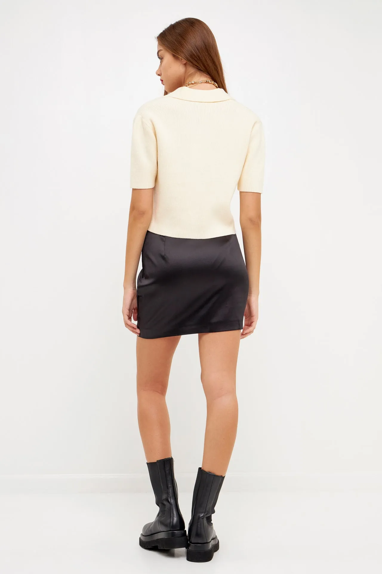 Solid Satin Fit Mini Skirt