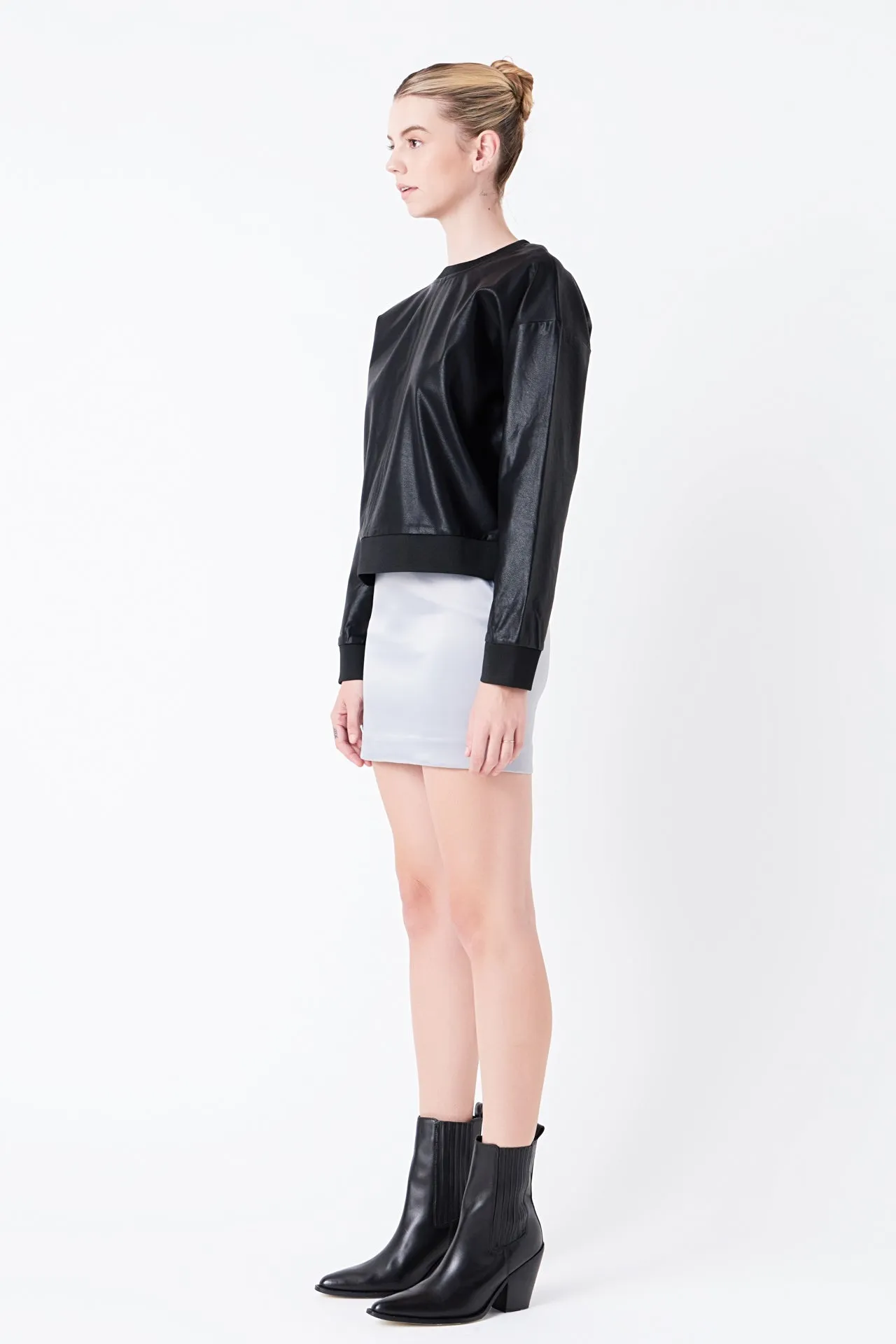 Solid Satin Fit Mini Skirt