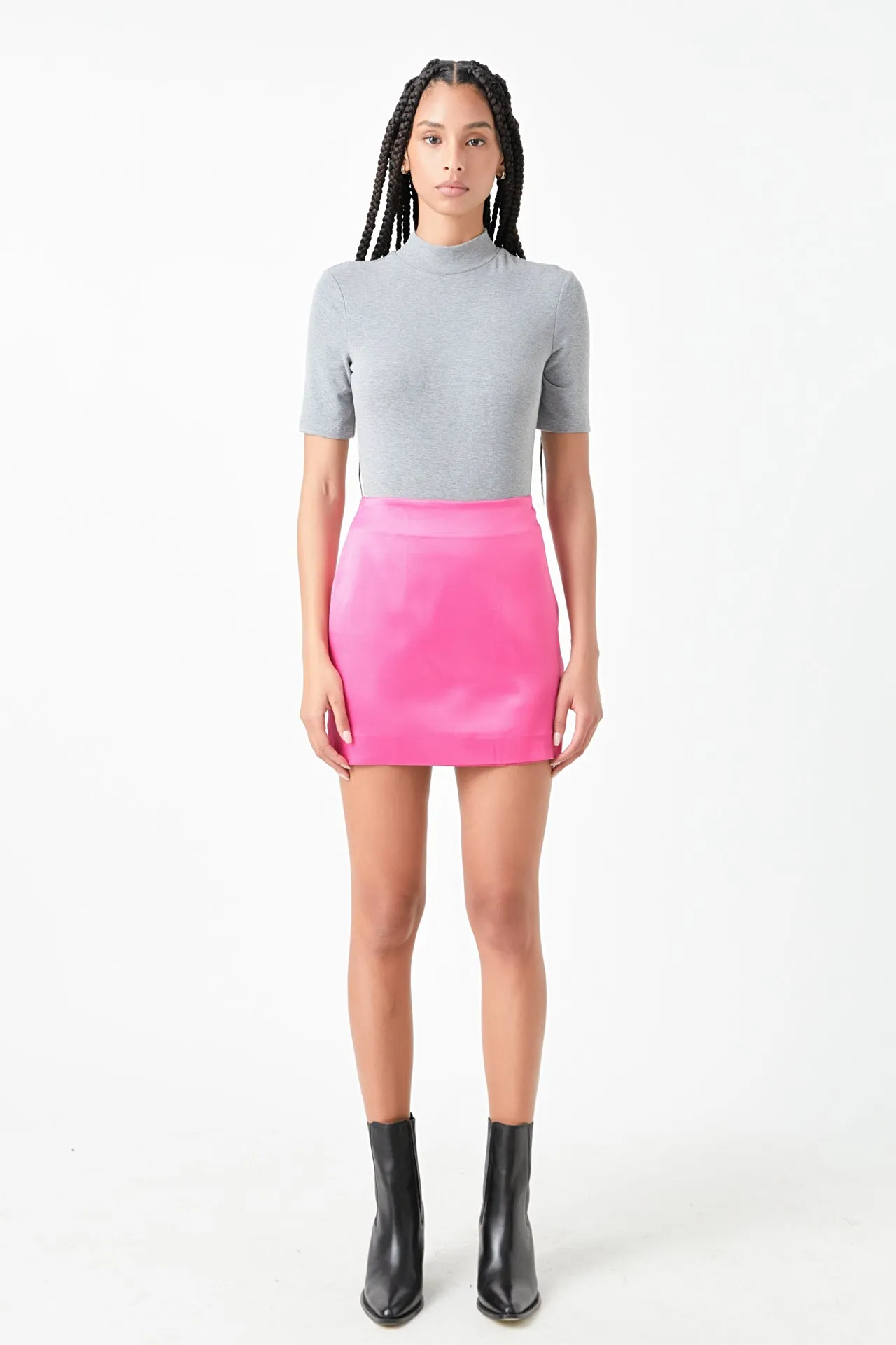 Solid Satin Fit Mini Skirt