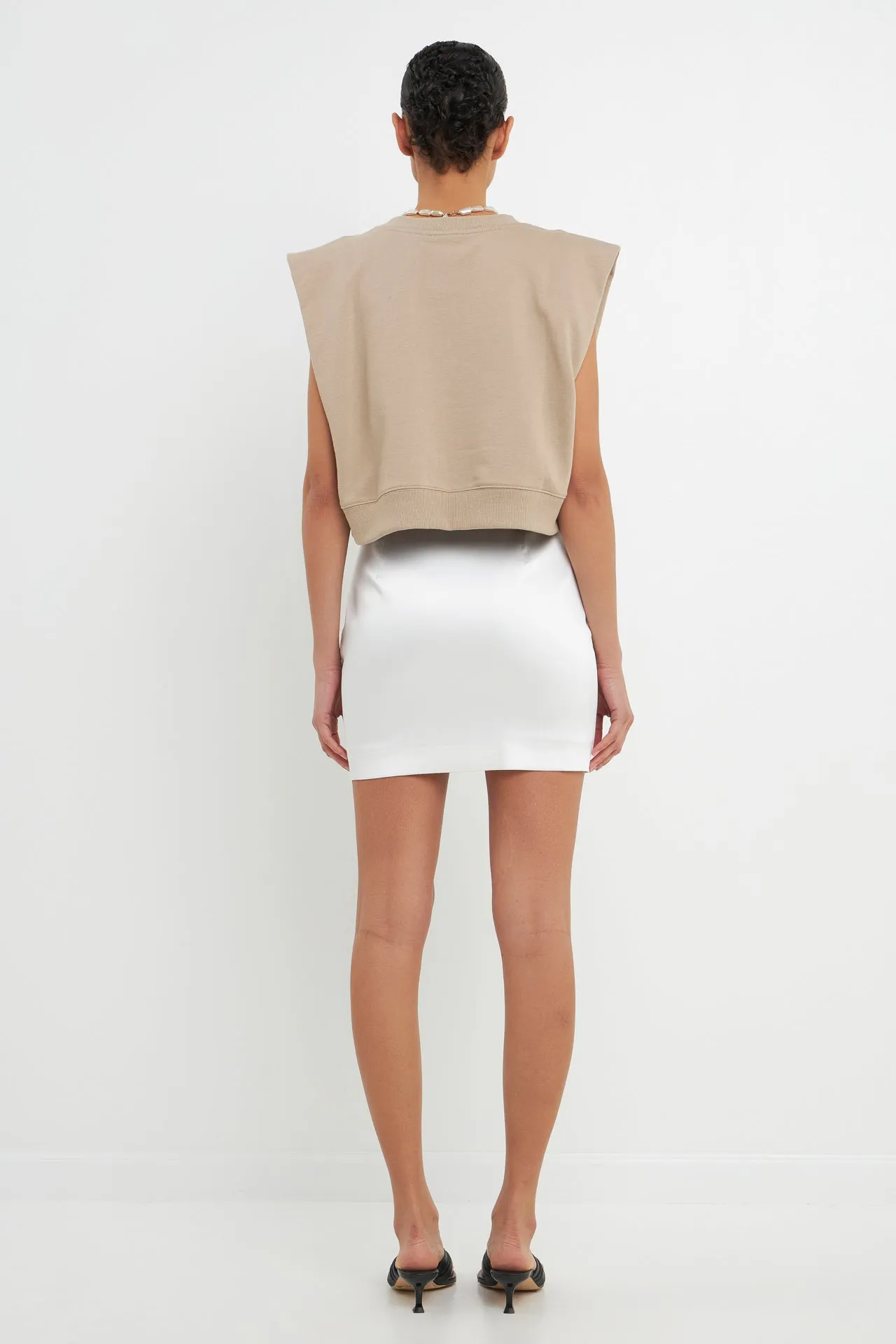 Solid Satin Fit Mini Skirt