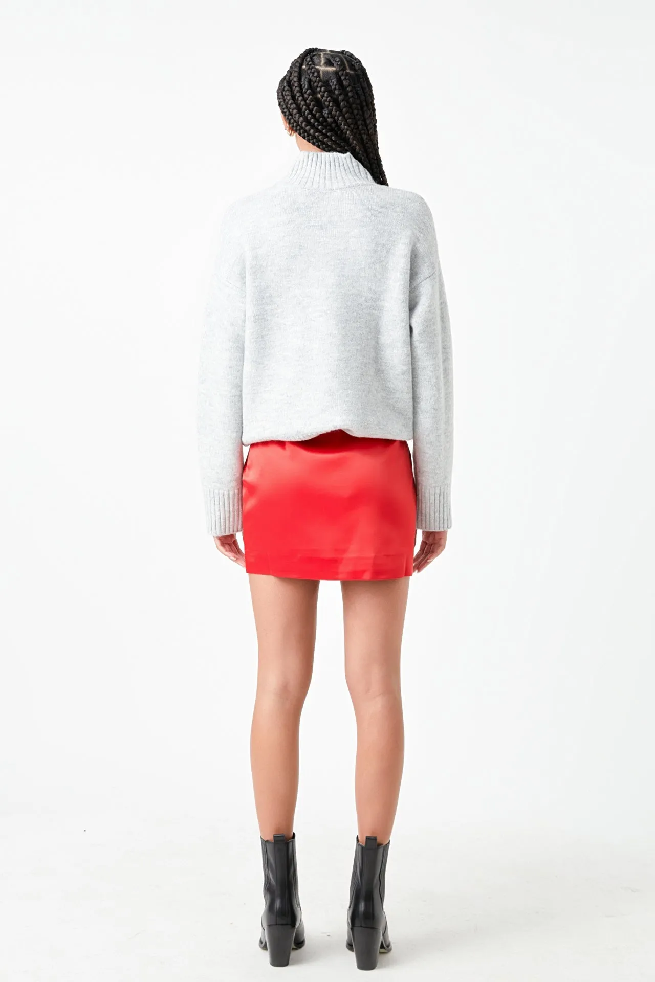Solid Satin Fit Mini Skirt