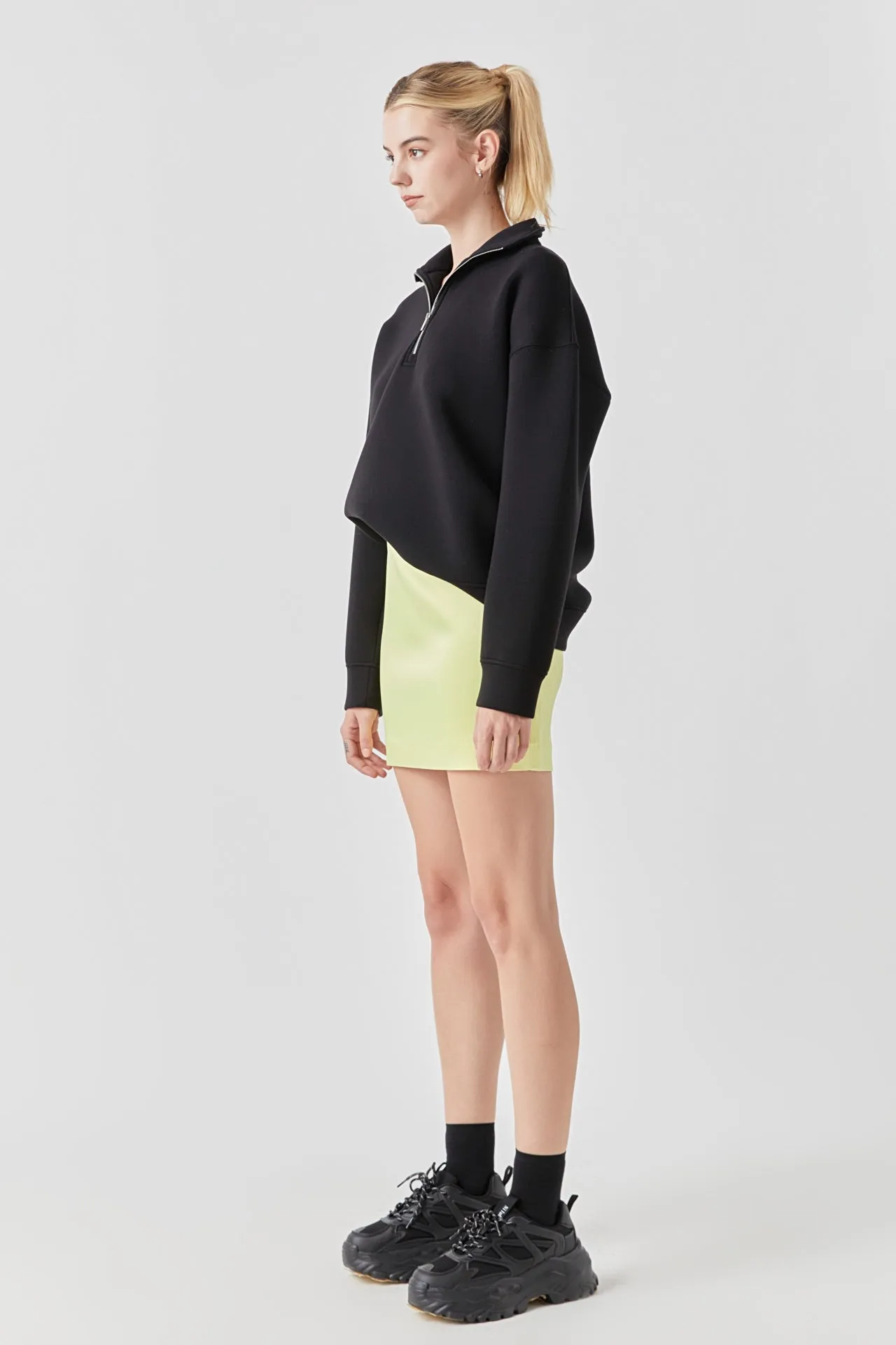 Solid Satin Fit Mini Skirt
